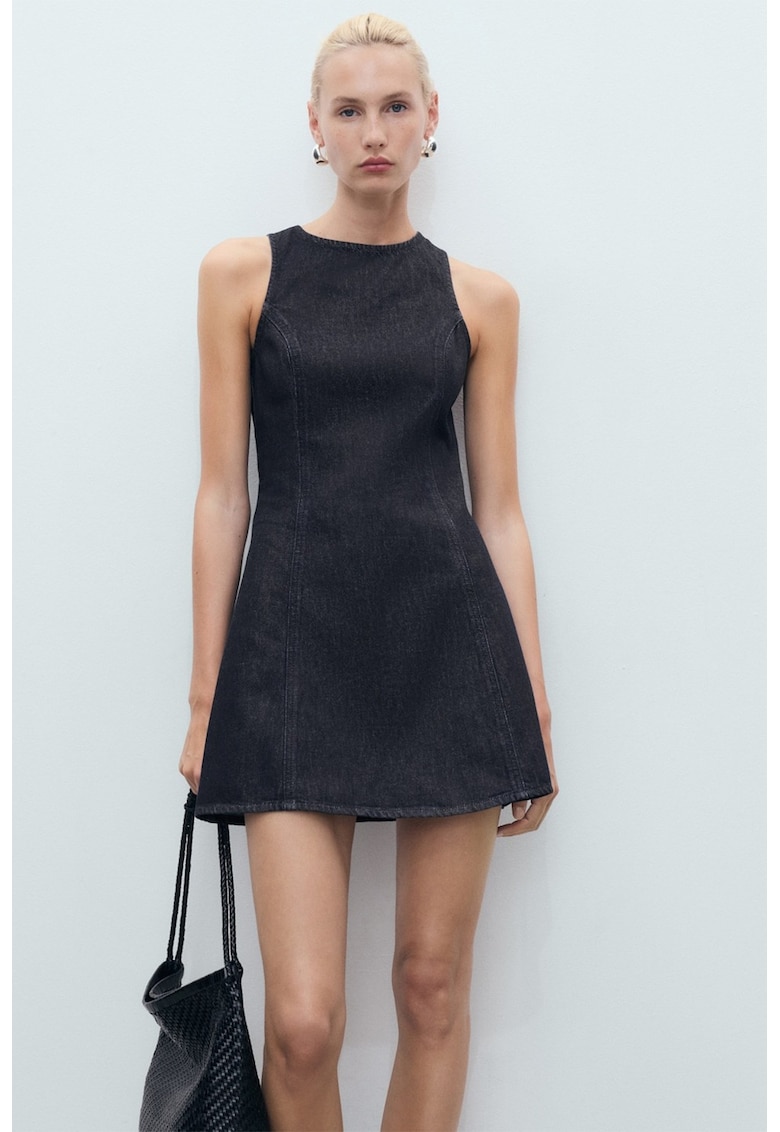 Rochie mini cu croiala A - Gri carbune