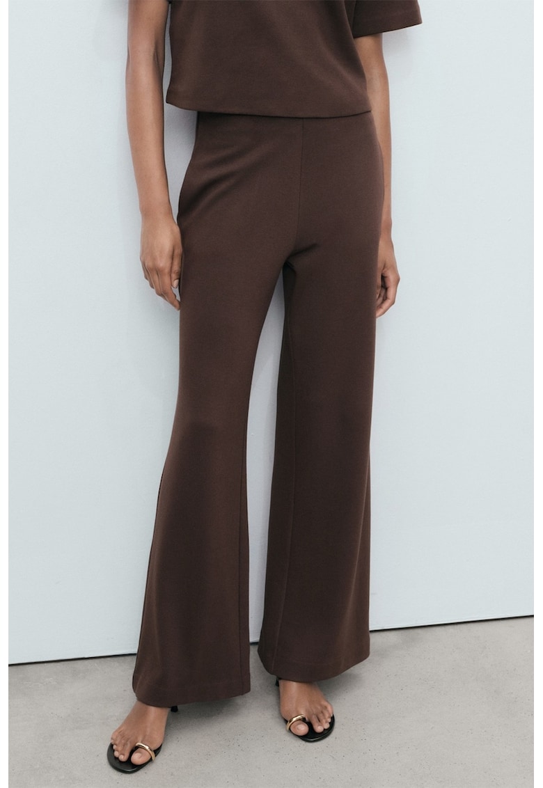 Pantaloni ampli cu talie inalta - Maro inchis