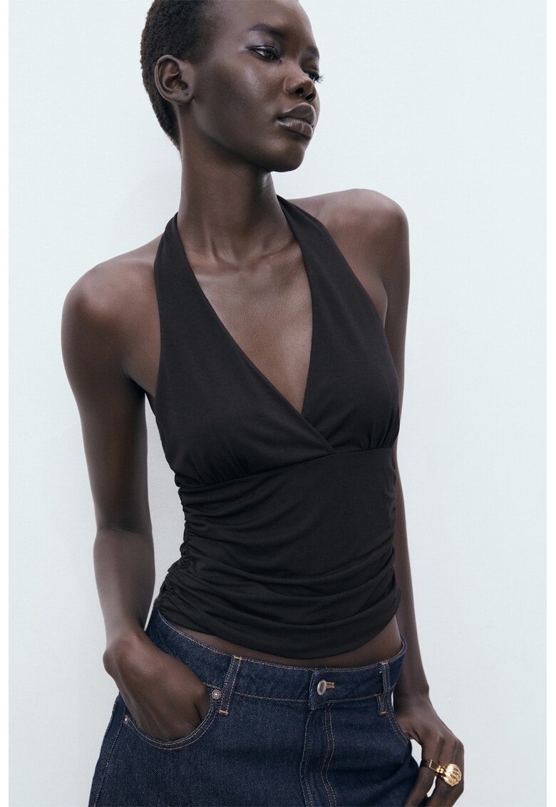 Top slim fit uni - Negru