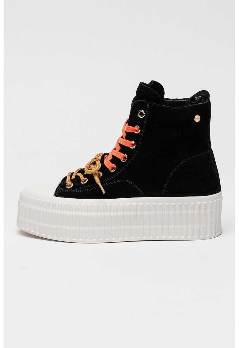 Tenisi flatform high-cut - Negru