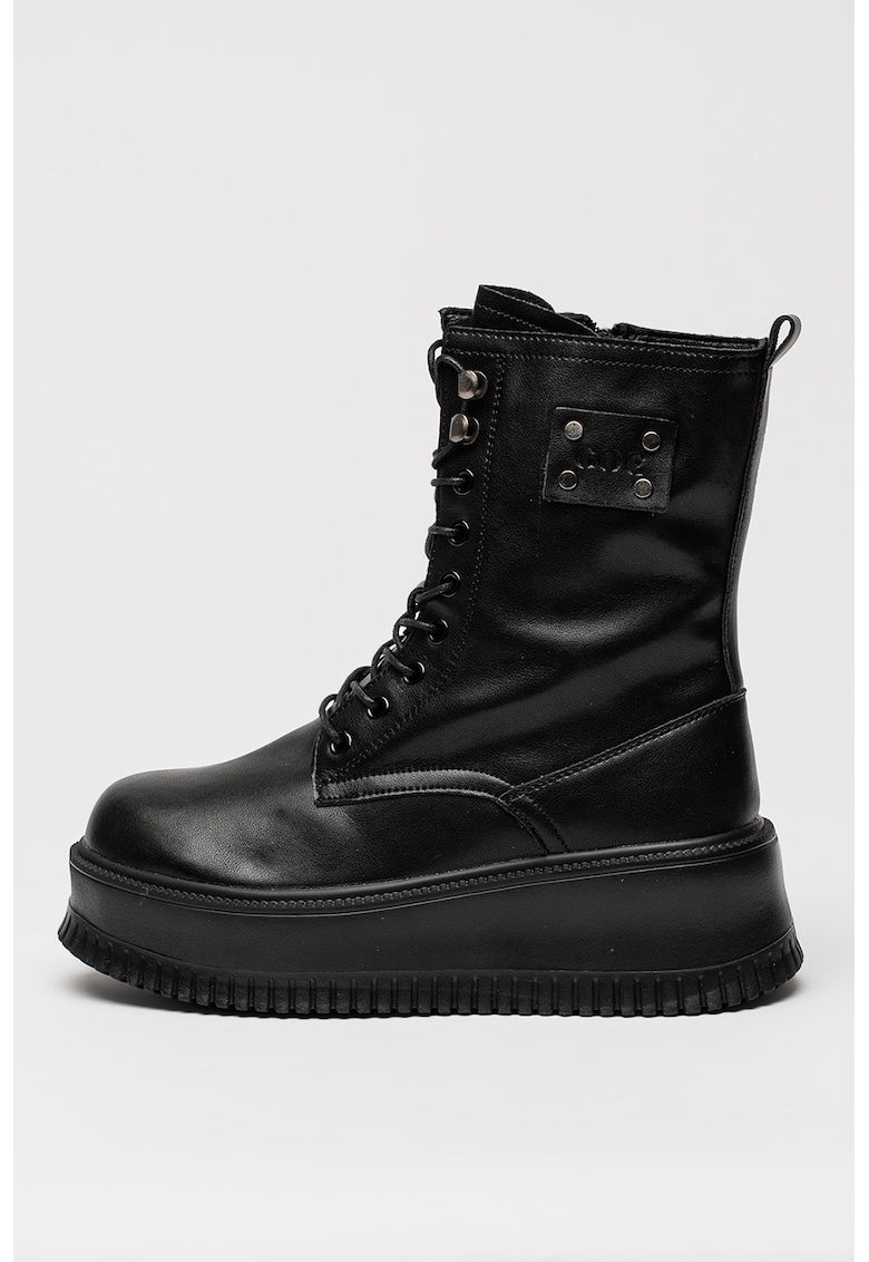 Ghete wedge din piele - Negru