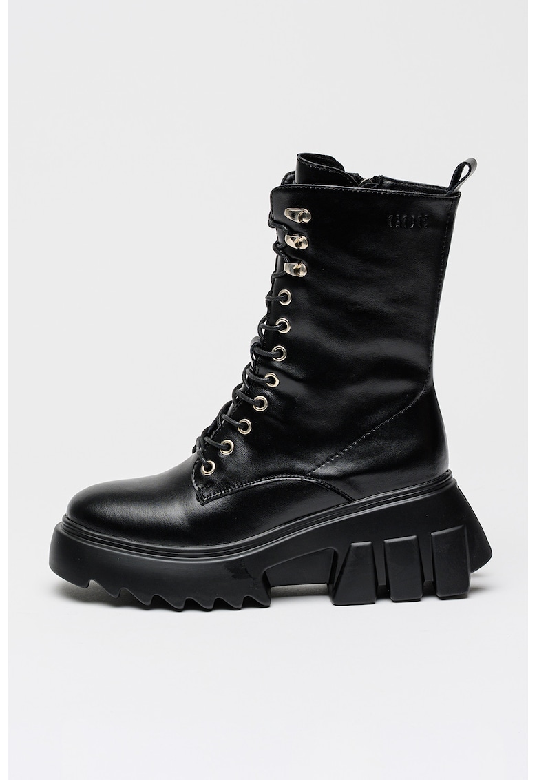 Ghete wedge de piele cu siret