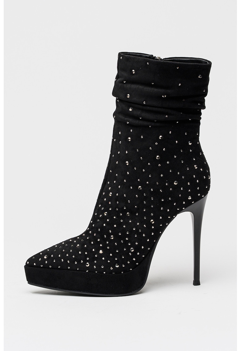 Botine cu nituri metalice - Negru/Argintiu