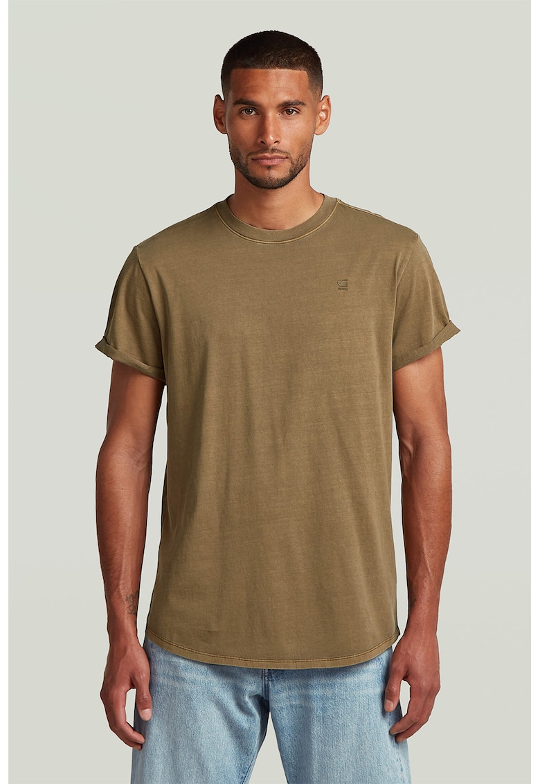Tricou relaxed fit din bumbac organic cu terminatie rotunjita Lash - Caramel