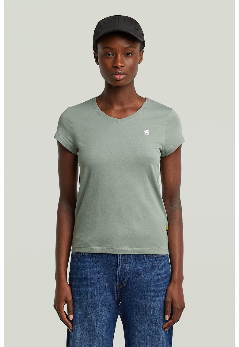 Tricou de bumbac organic cu decolteu in V Eyben