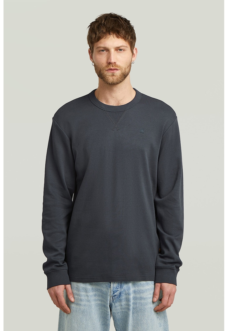 Bluza regular fit cu decolteu la baza gatului - Gri antracit