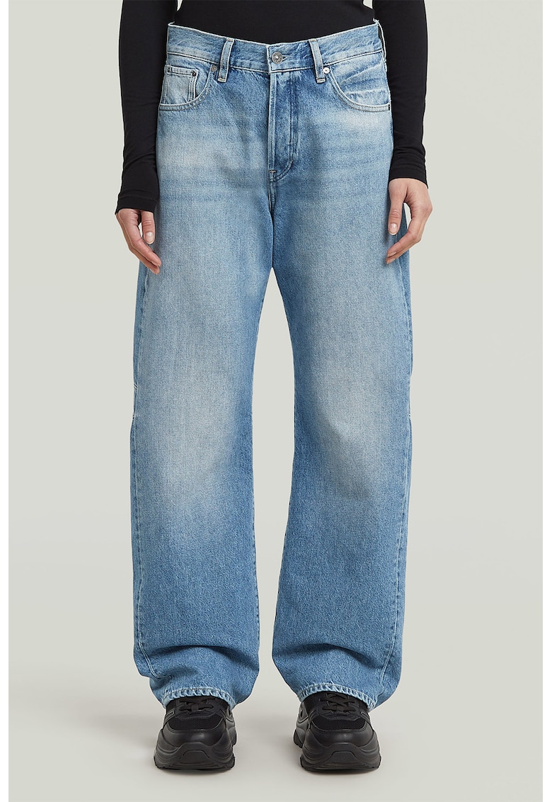 Blugi cu croiala ampla si talie medie - Albastru pastel
