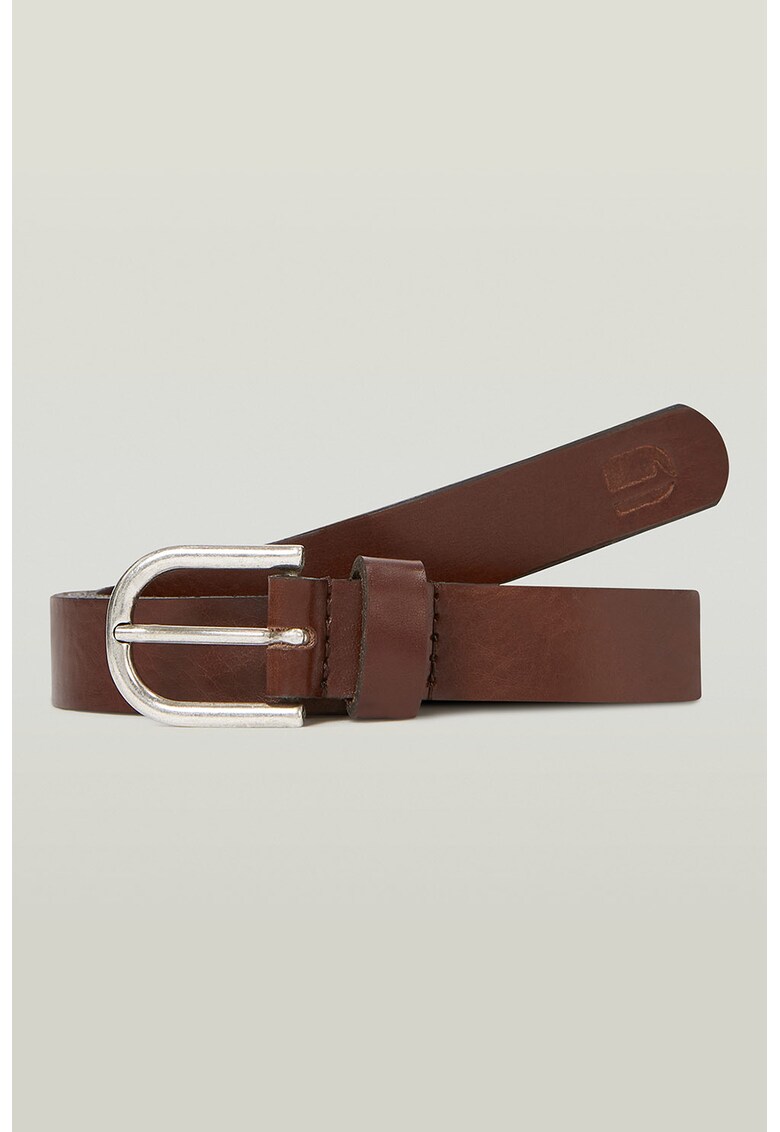 Curea din piele cu catarama metalica - Maro cognac