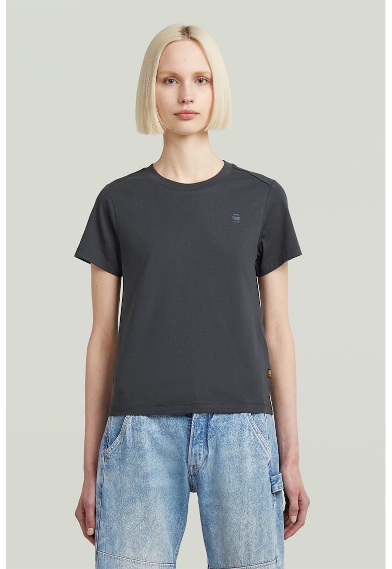 Tricou uni de bumbac organic - Albastru deschis/Gri inchis