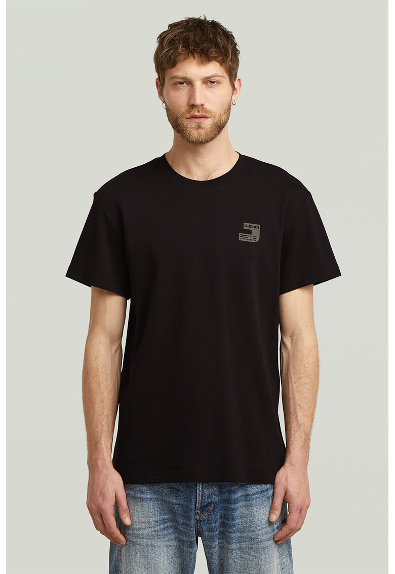 Tricou din bumbac organic cu decolteu la baza gatului - Negru/Kaki