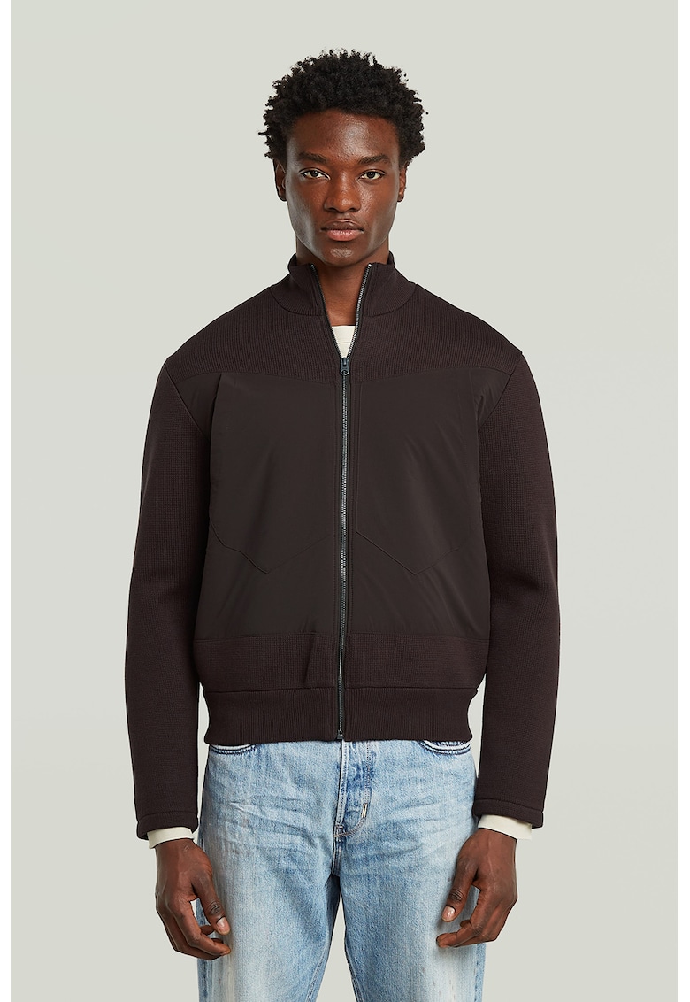 Bluza slim fit de trening cu fermoar - Maro inchis
