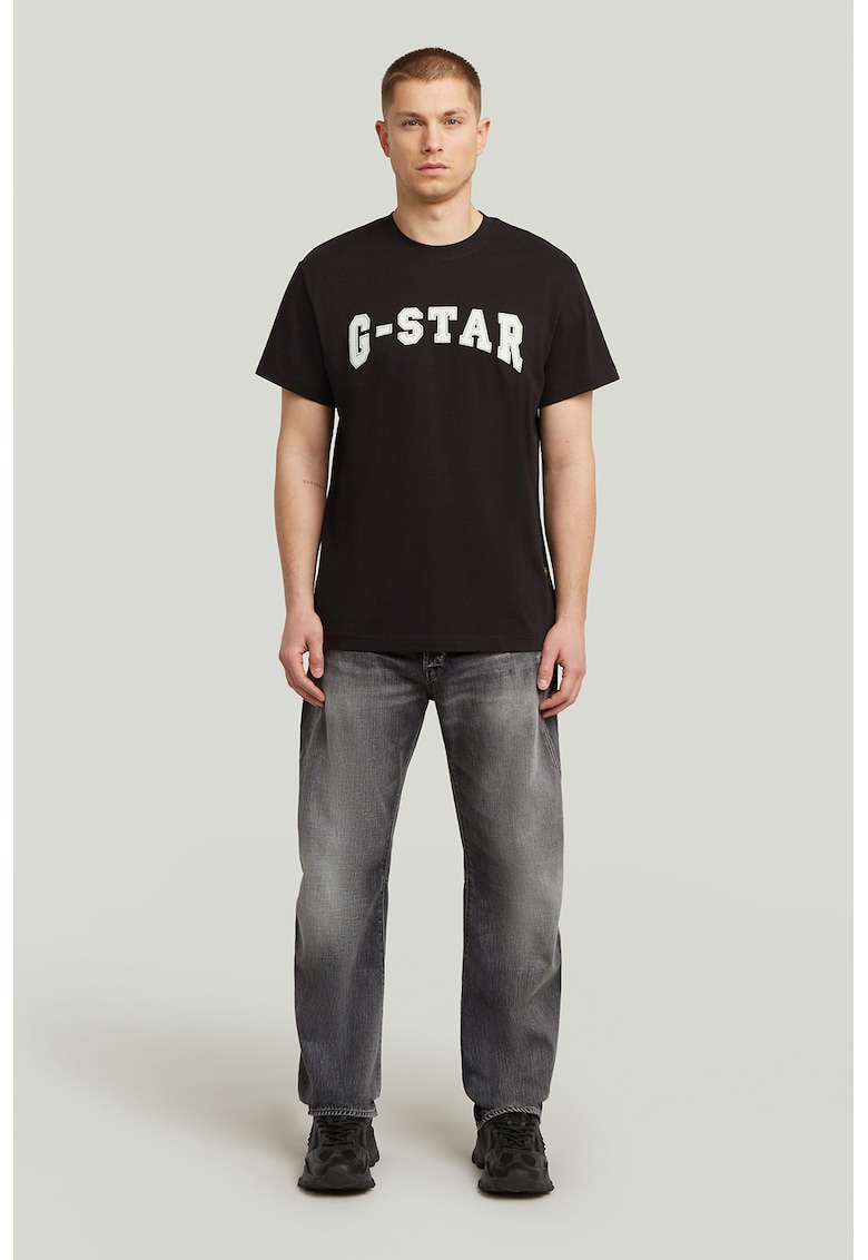 Blugi cu croiala dreapta si aspect decolorat - Gri inchis