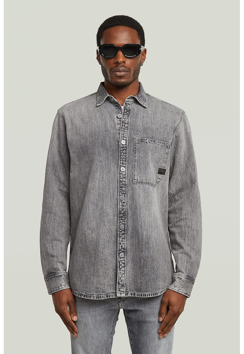 Camasa din denim cu guler ascutit