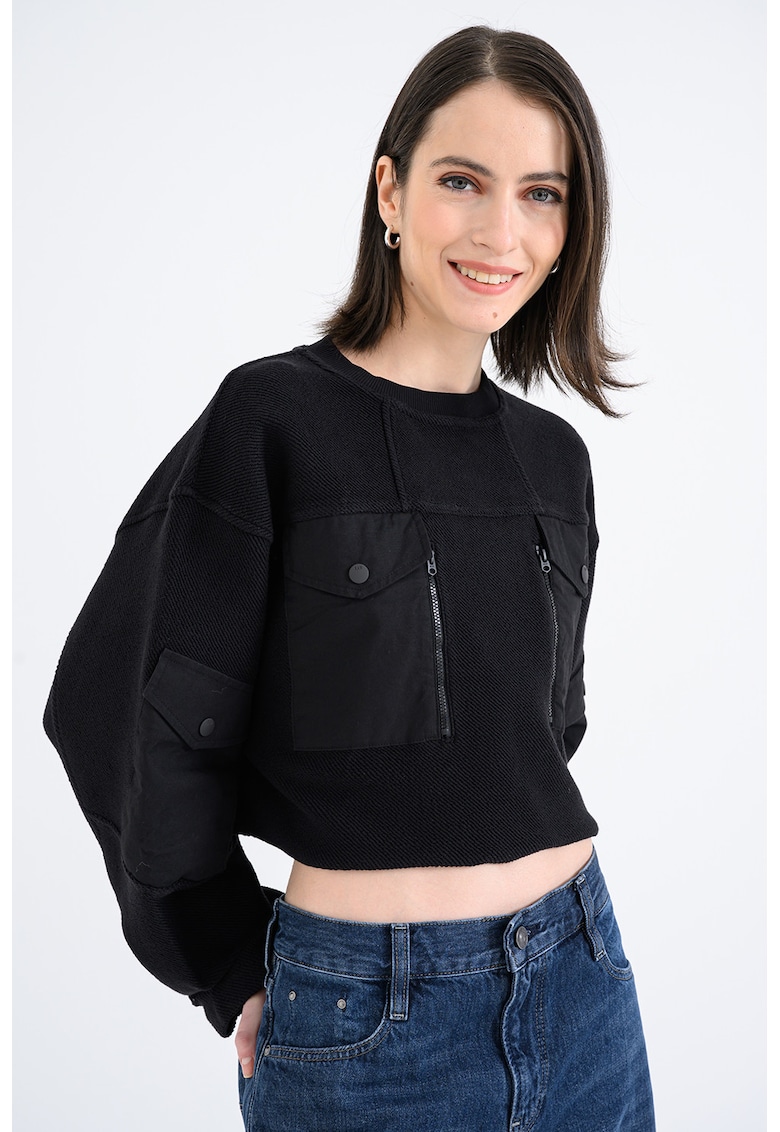 Bluza de trening din bumbac organic cu croiala crop