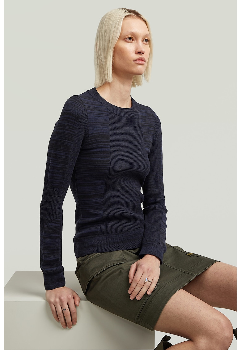 Pulover din amestec de bumbac organic - Bleumarin