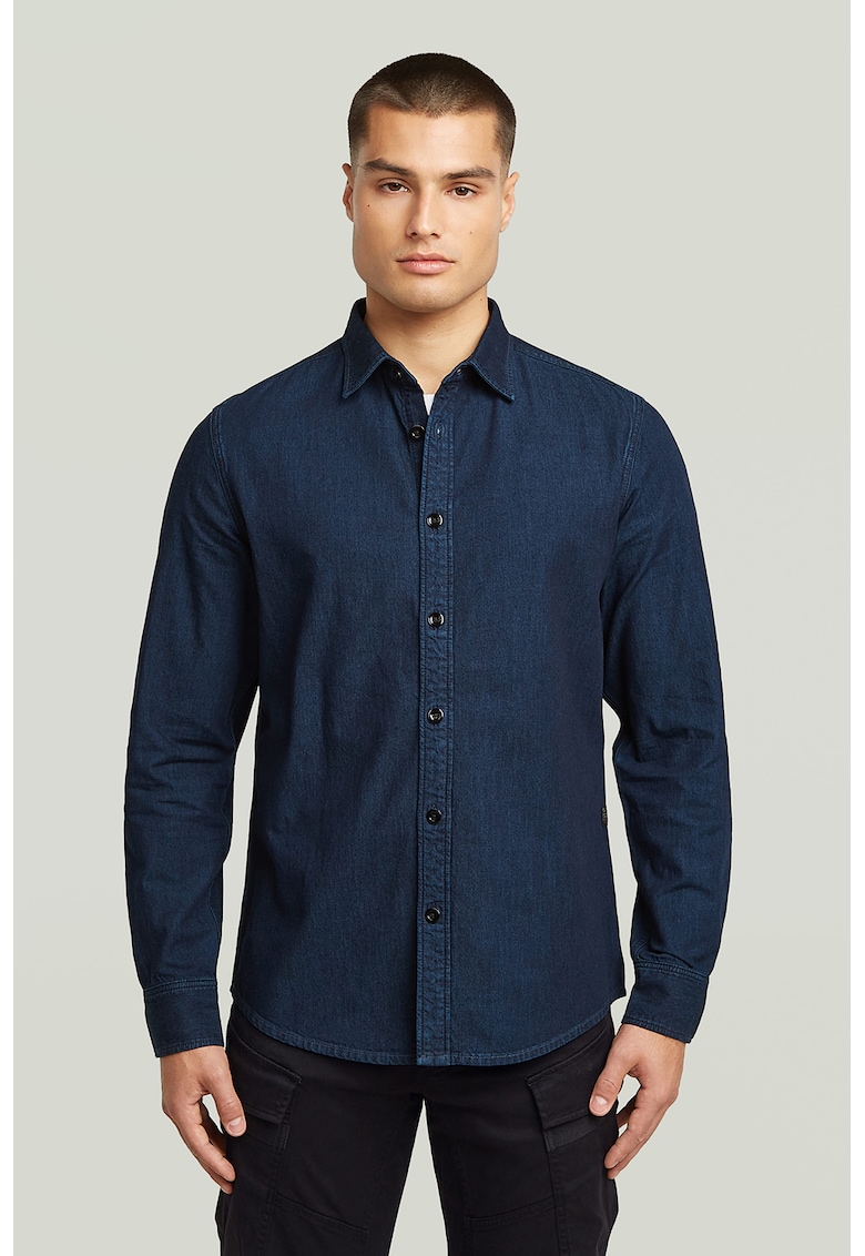 Jacheta-camasa din denim cu guler clasic