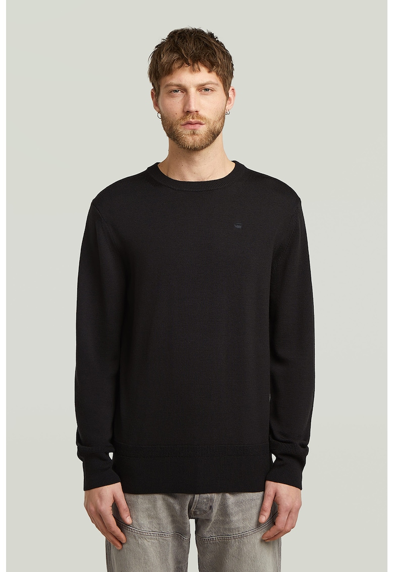 Pulover din lana Merinos cu model uni Premium Core