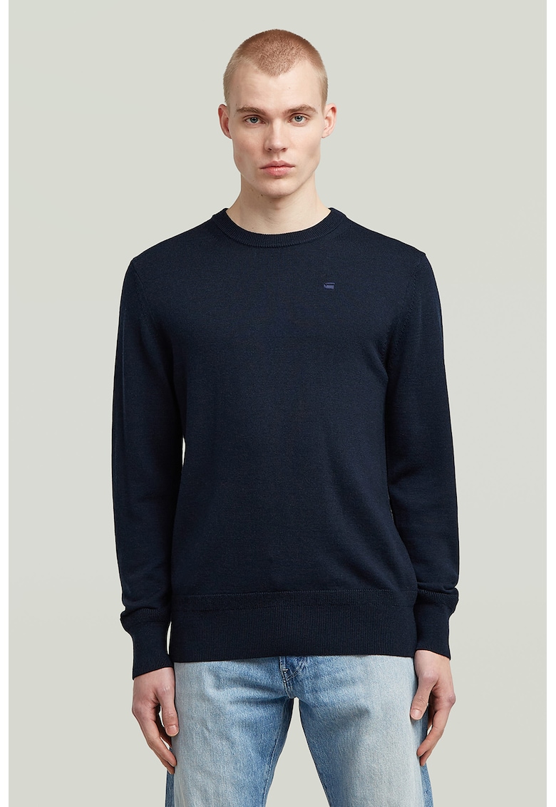 Pulover din lana Merinos cu model uni Premium Core