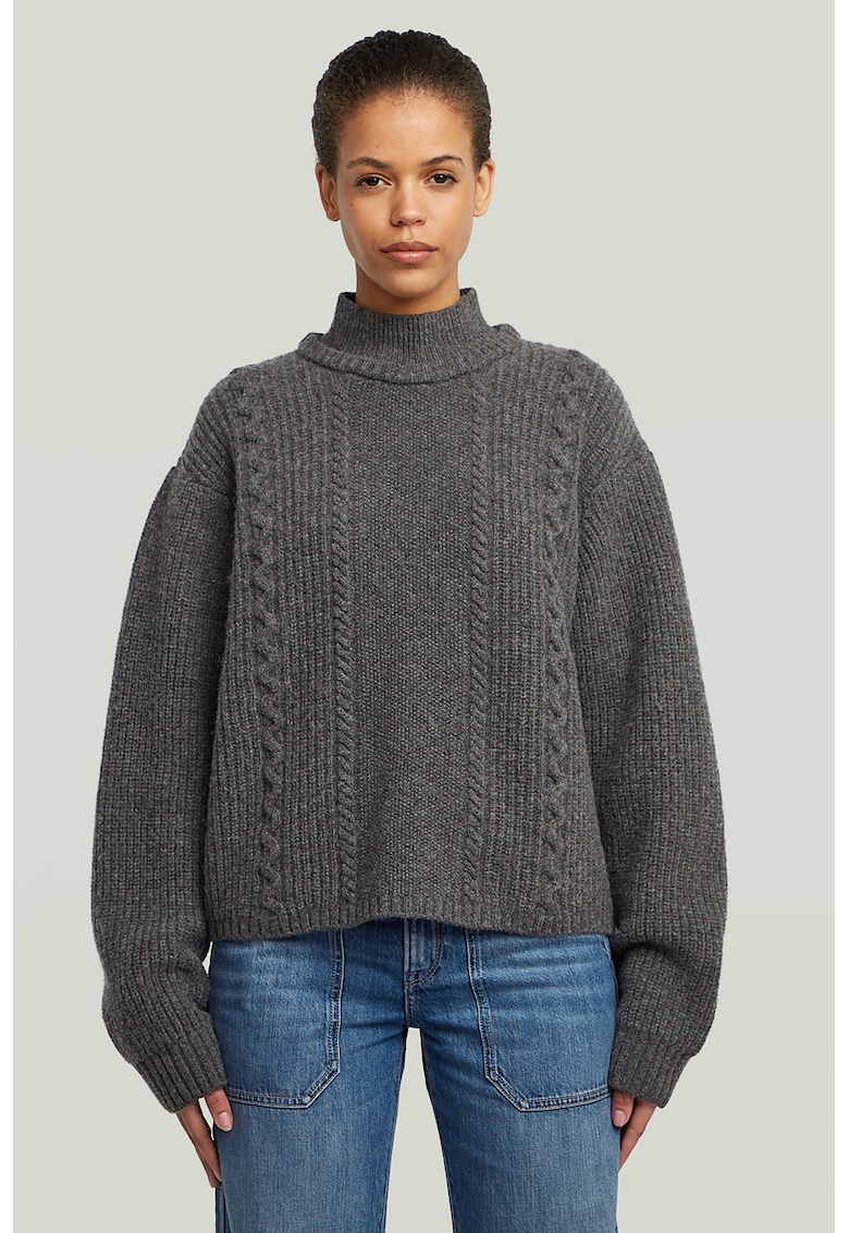 Pulover supradimensionat din lana cu model torsade
