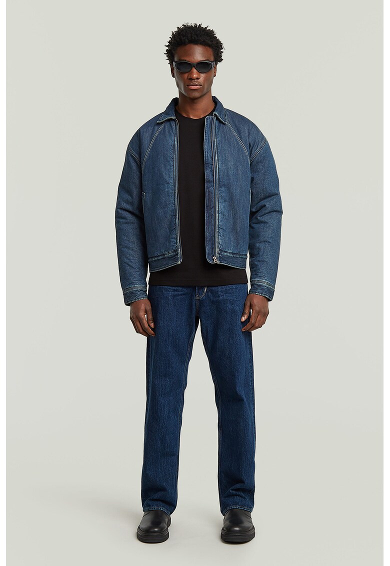 Blugi cu croiala dreapta si model cu 5 buzunare - Albastru inchis