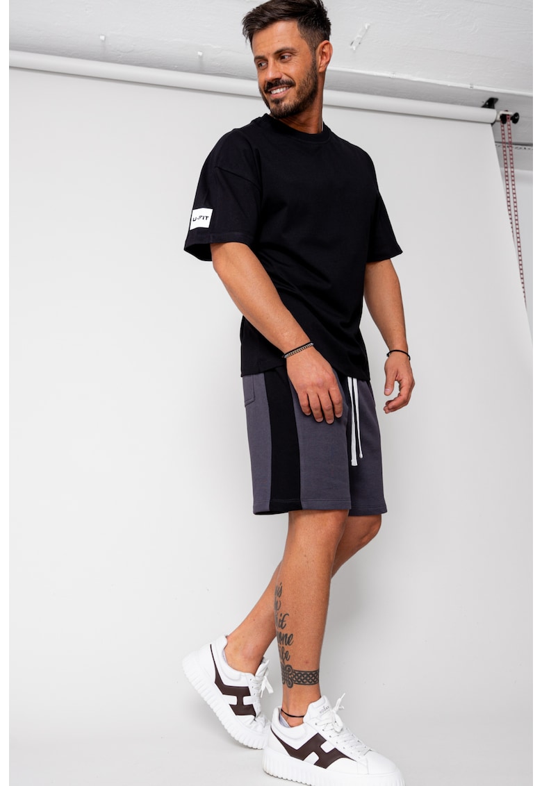 Set LeClub tricou oversized si pantalon scurt Duo Black 15833