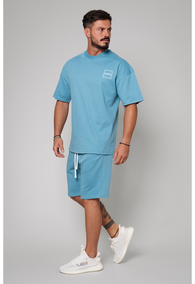 Set LeClub tricou oversized si pantalon scurt Storm Blue 11067 - Storm Blue