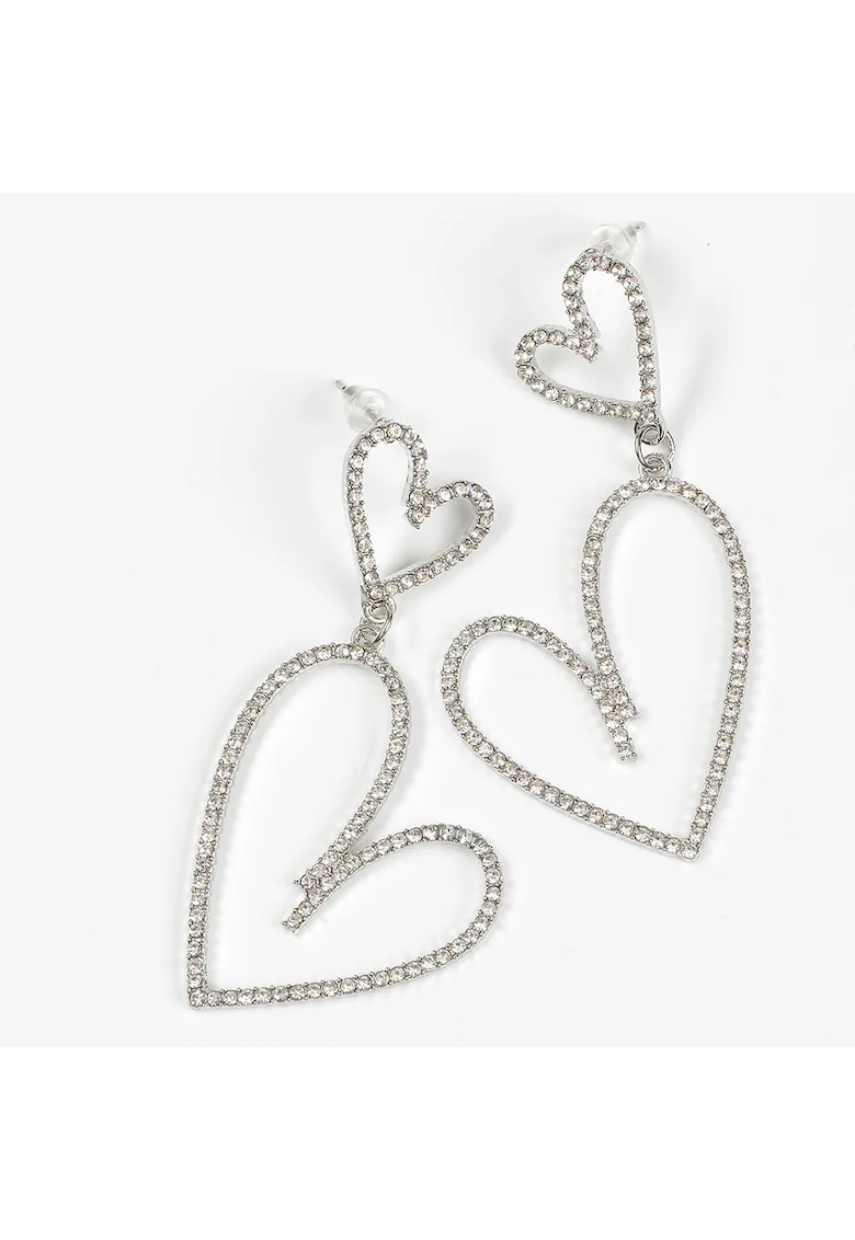 Cercei statement inima dubla cu cristale stralucitoare -  Paris