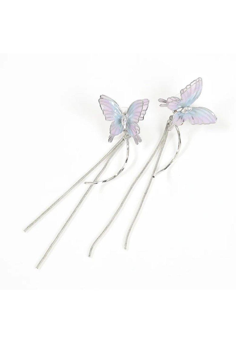 Cercei lungi cu fluturi si lanturi argintii -  Paris