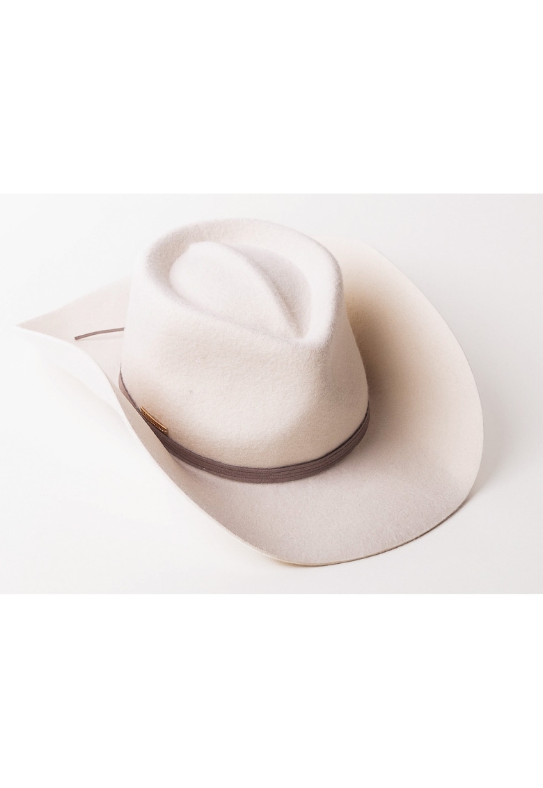Palarie cowboy unisex din lana cu snur din piele