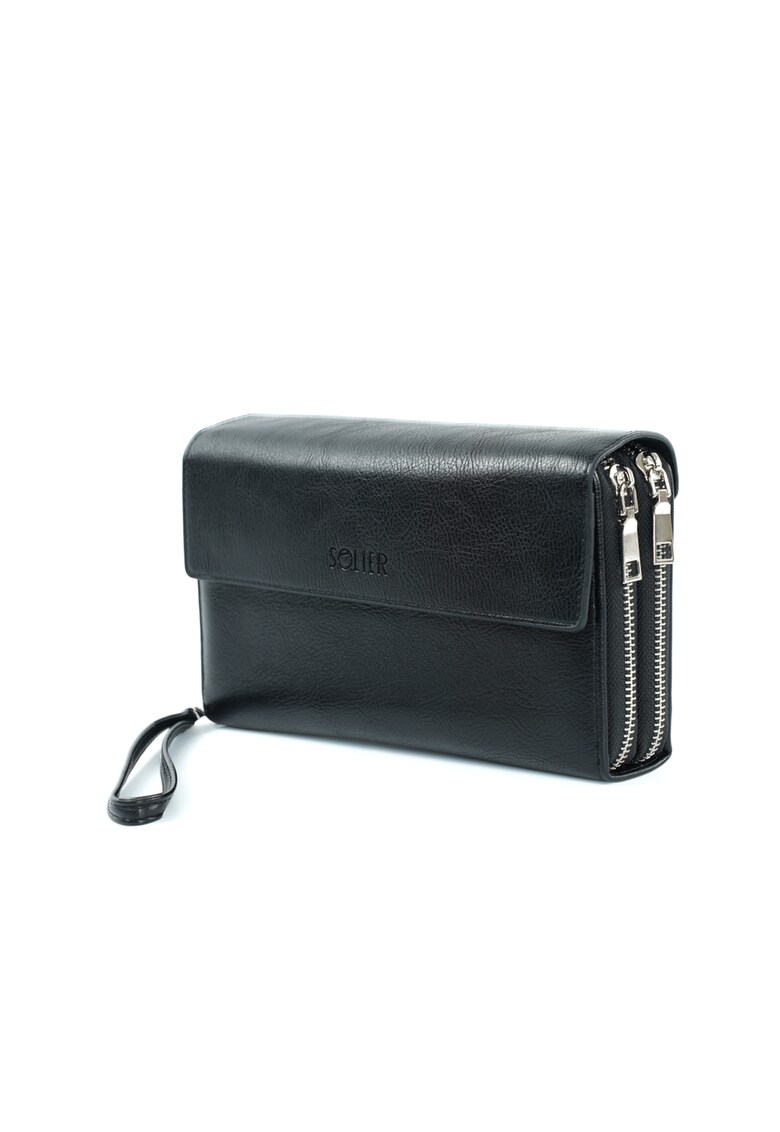 Portofel SW36 - piele naturala - negru - 22x13x4 cm