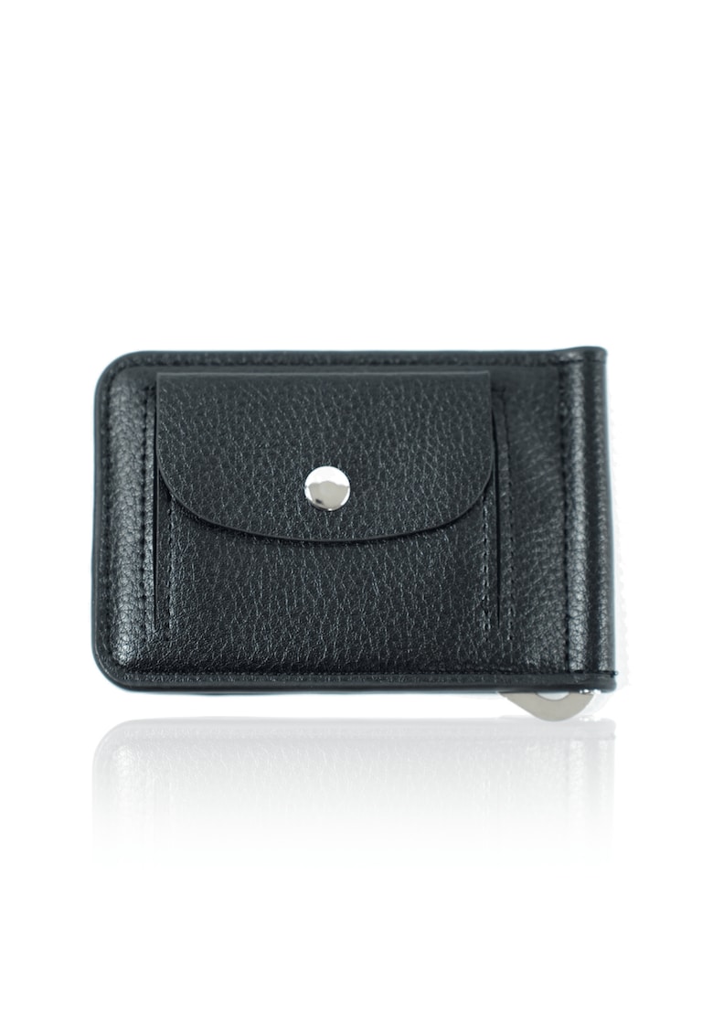 Portofel SW37 - piele naturala - negru - 11.5x7.5 cm