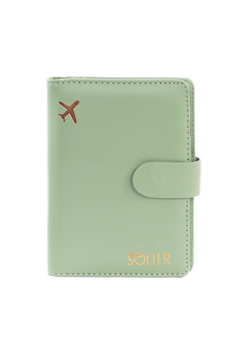 Organizator documente de calatorie  SW40 - piele ecologica - verde - 14 - 5x11 cm