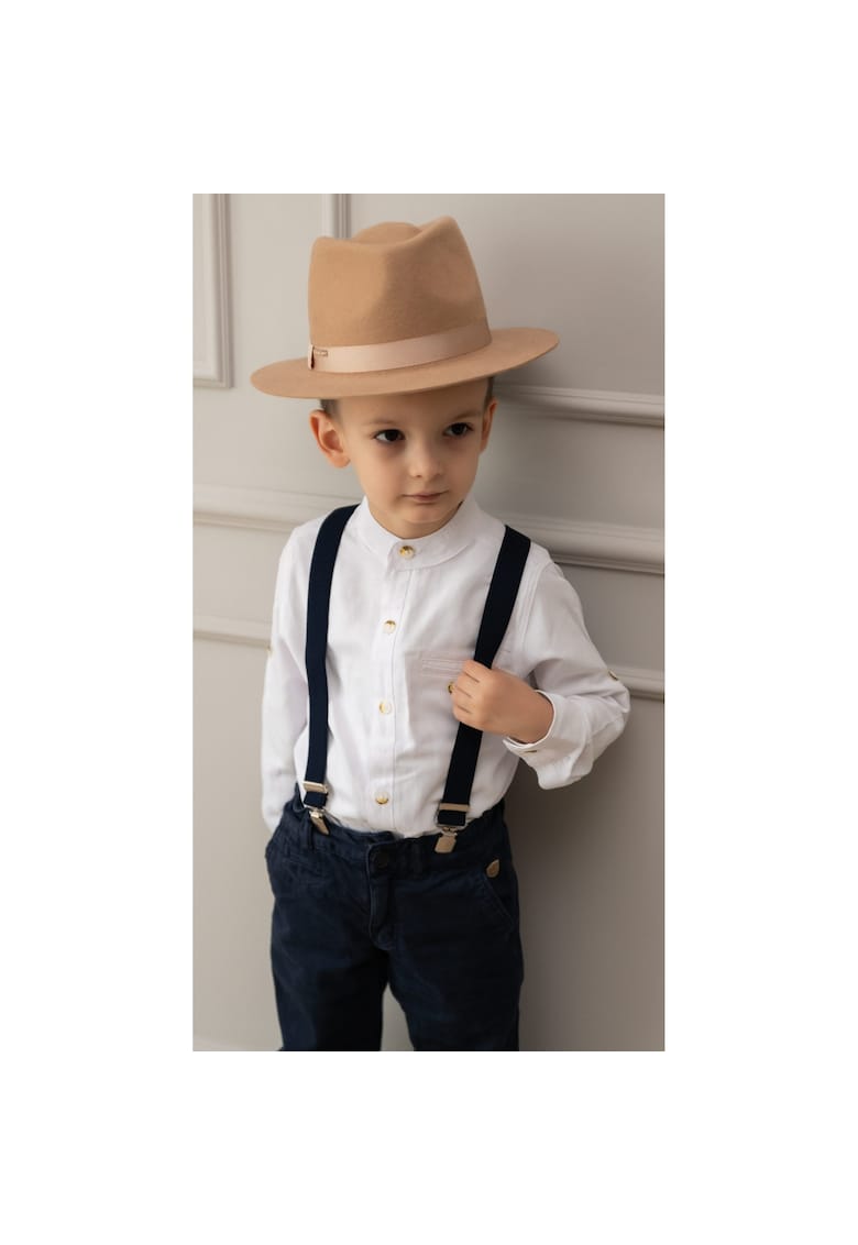 Palarie fedora din lana cu detaliu cu panglica