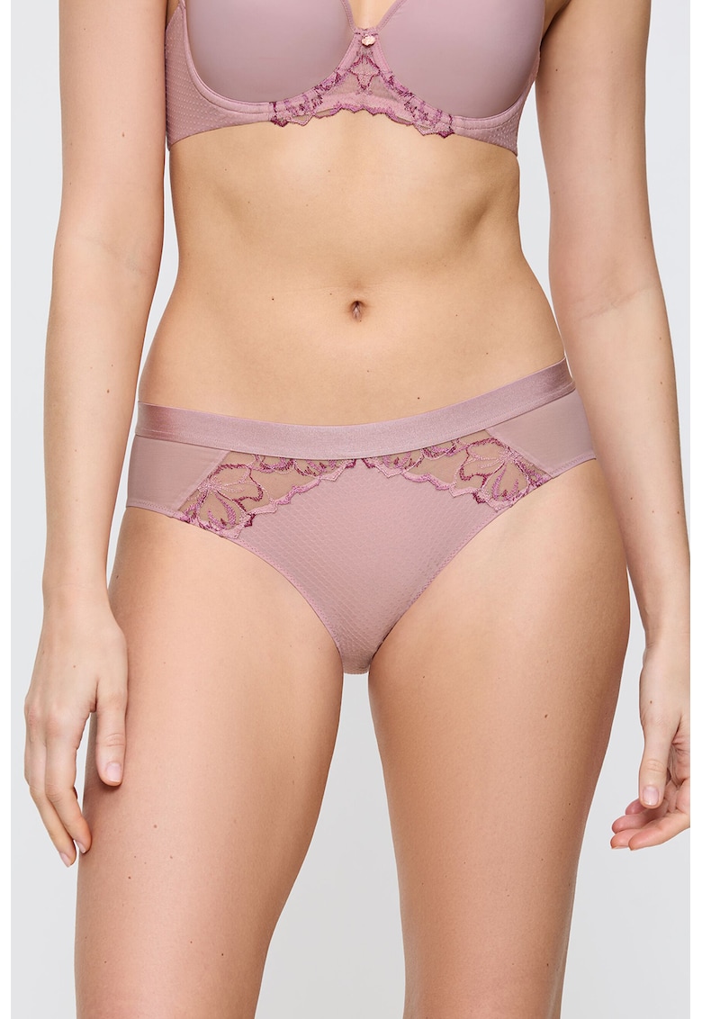 Chiloti hipster cu insertii din dantela cu model floral