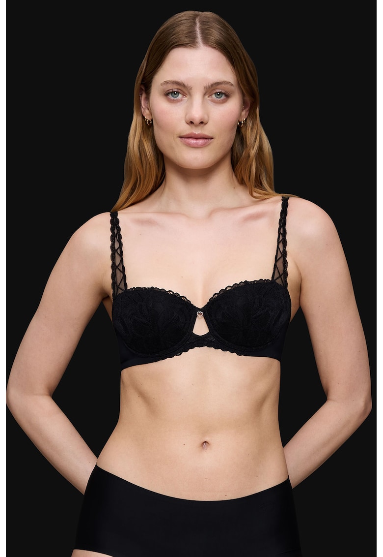 Sutien balconette cu garnituri din dantela si talisman decorativ Sutien balconette cu garnituri din dantela si talisman decorativ