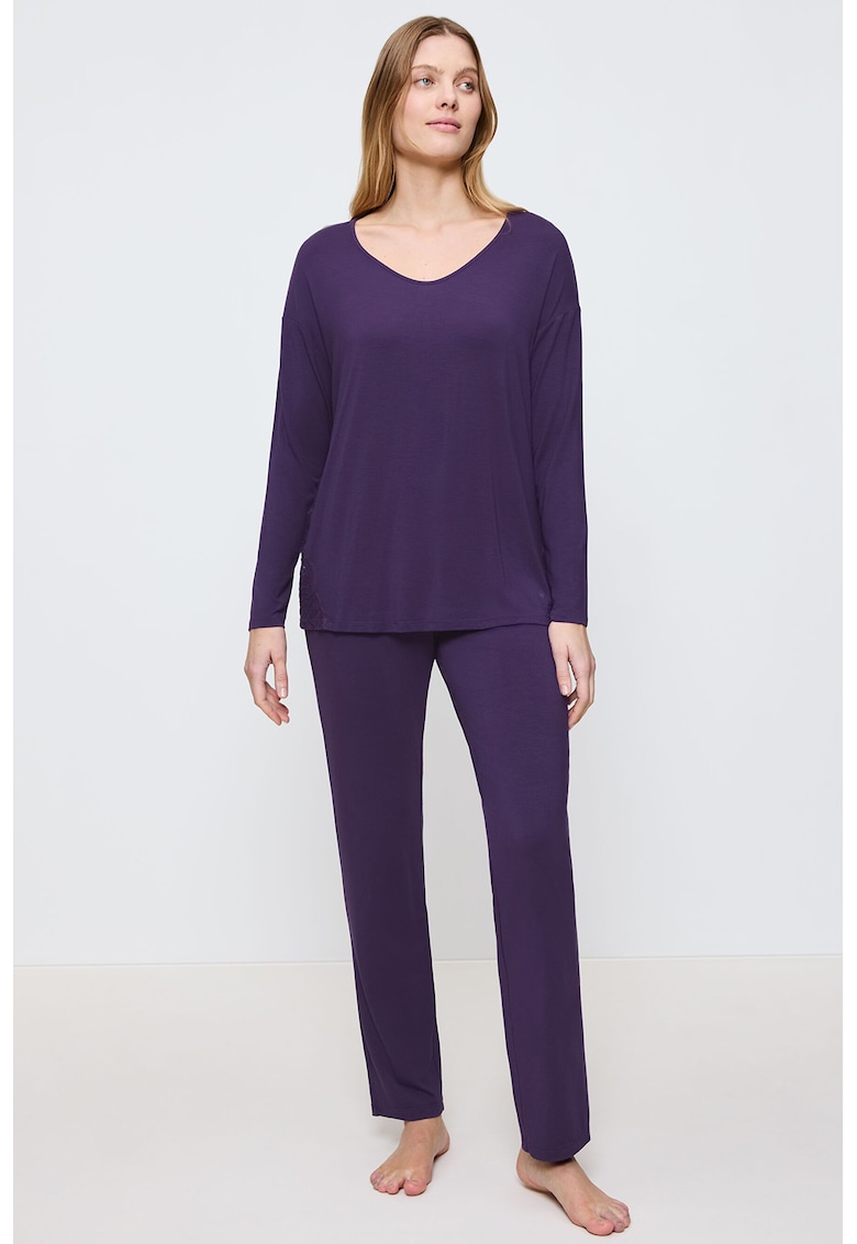 Pijama din amestec de modal cu pantaloni lungi