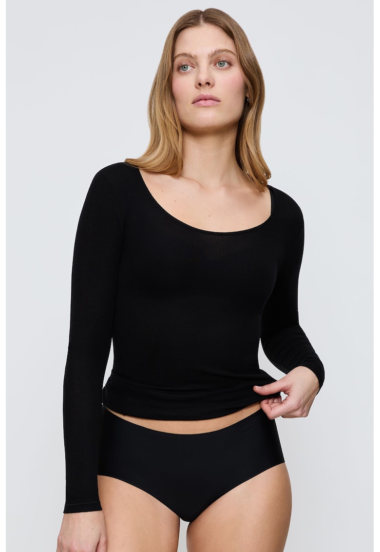 Bluza de pijama din amestec de lyocell cu decolteu rotund