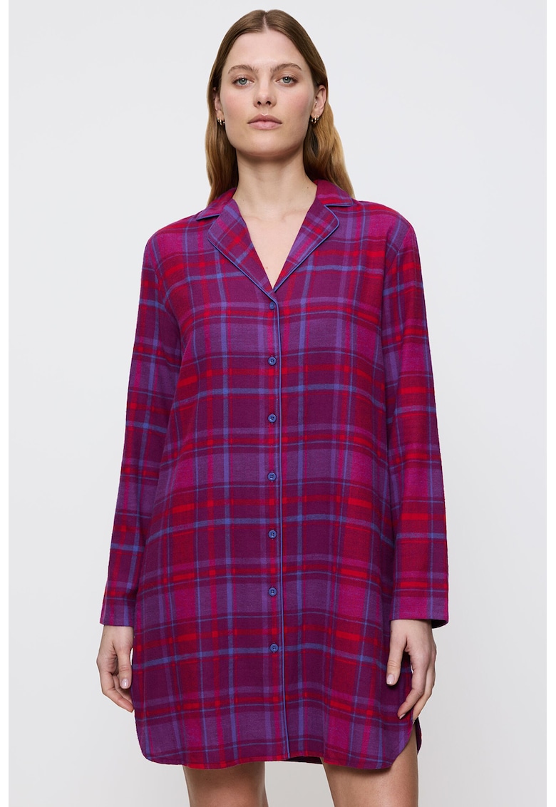 Camasa de noapte din bumbac cu model in carouri