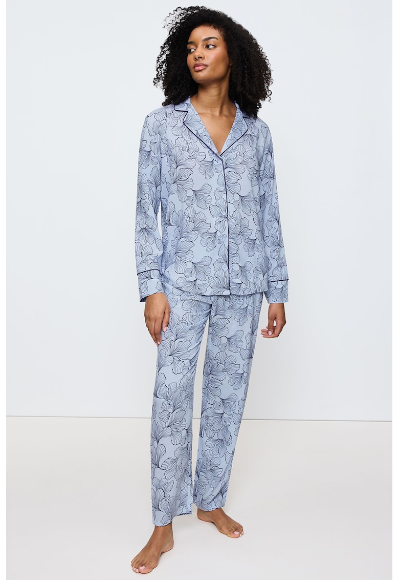 Pijama lunga cu model floral