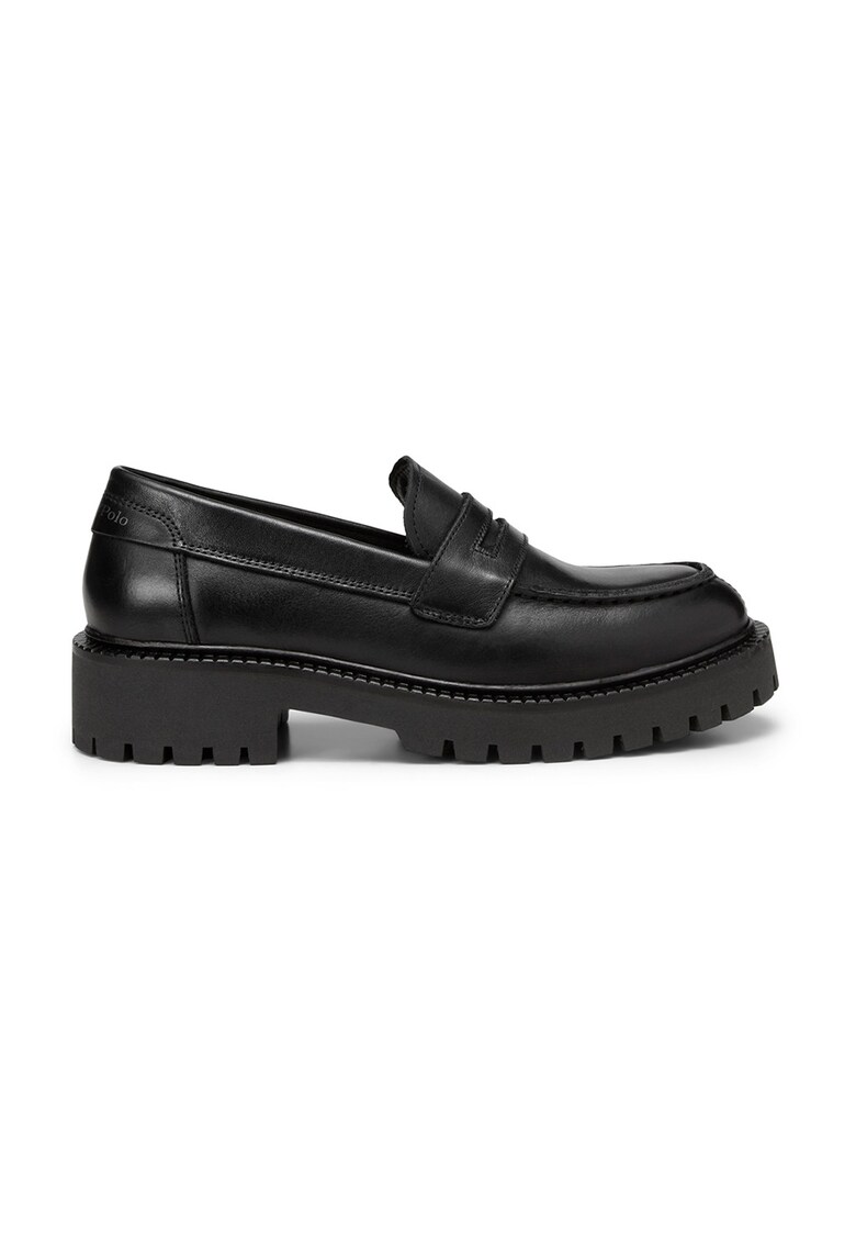 Pantofi loafer de piele cu aspect masiv - Negru