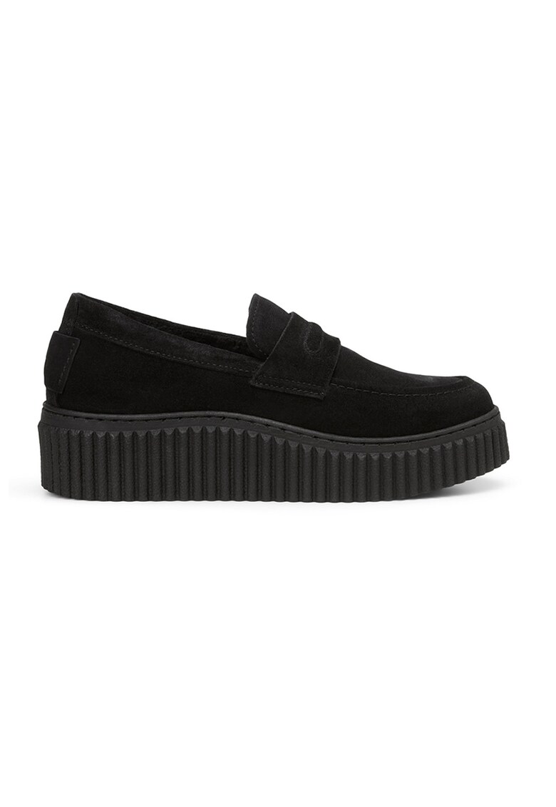 Pantofi loafer uni de piele intoarsa - Negru