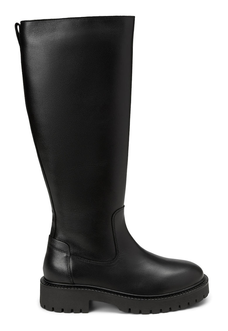 Cizme lungi de piele cu fermoar