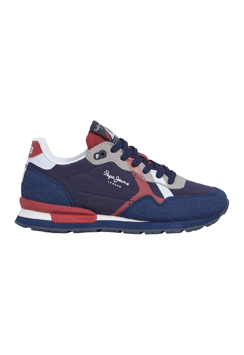 Pantofi sport cu design colorblock - Rosu/Alb/Bleumarin