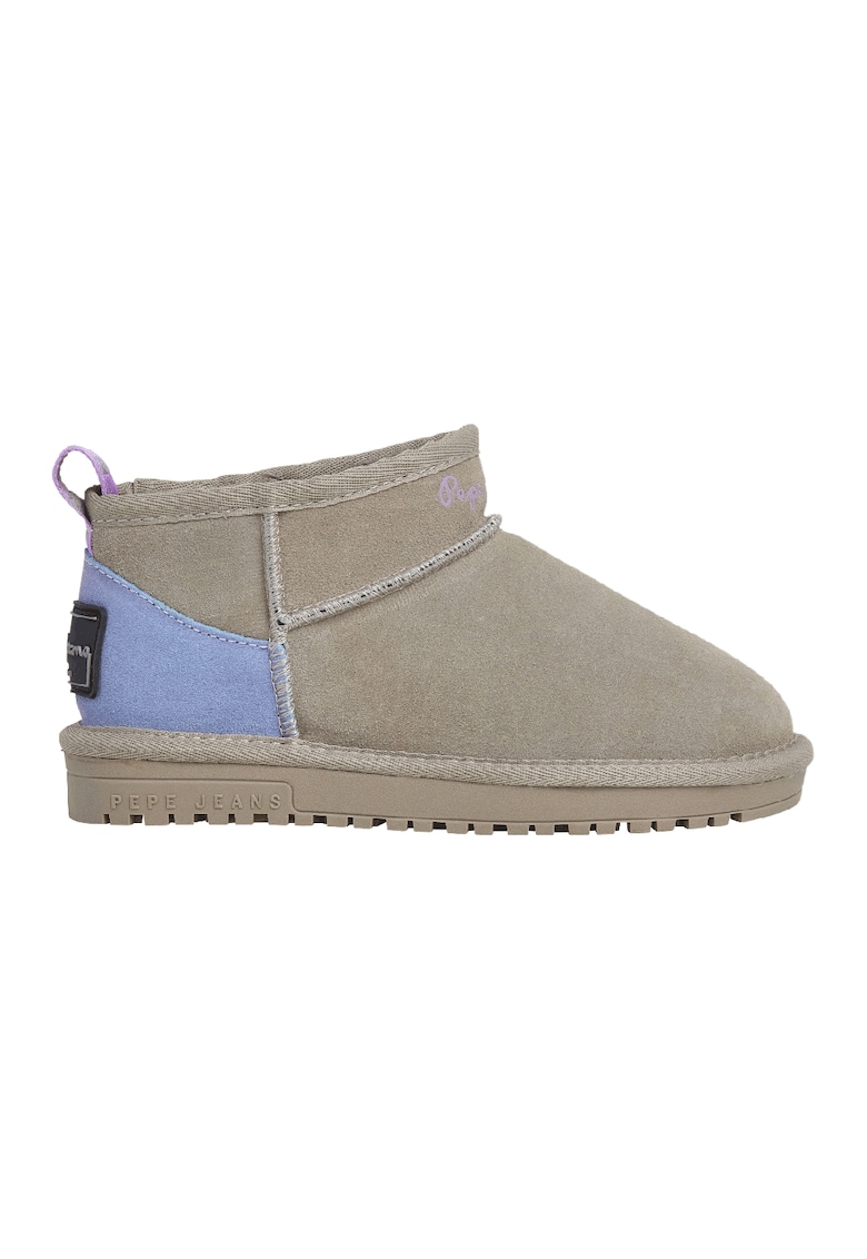 Ghete slip-on din piele intoarsa - Albastru lavanda/Maro taupe deschis
