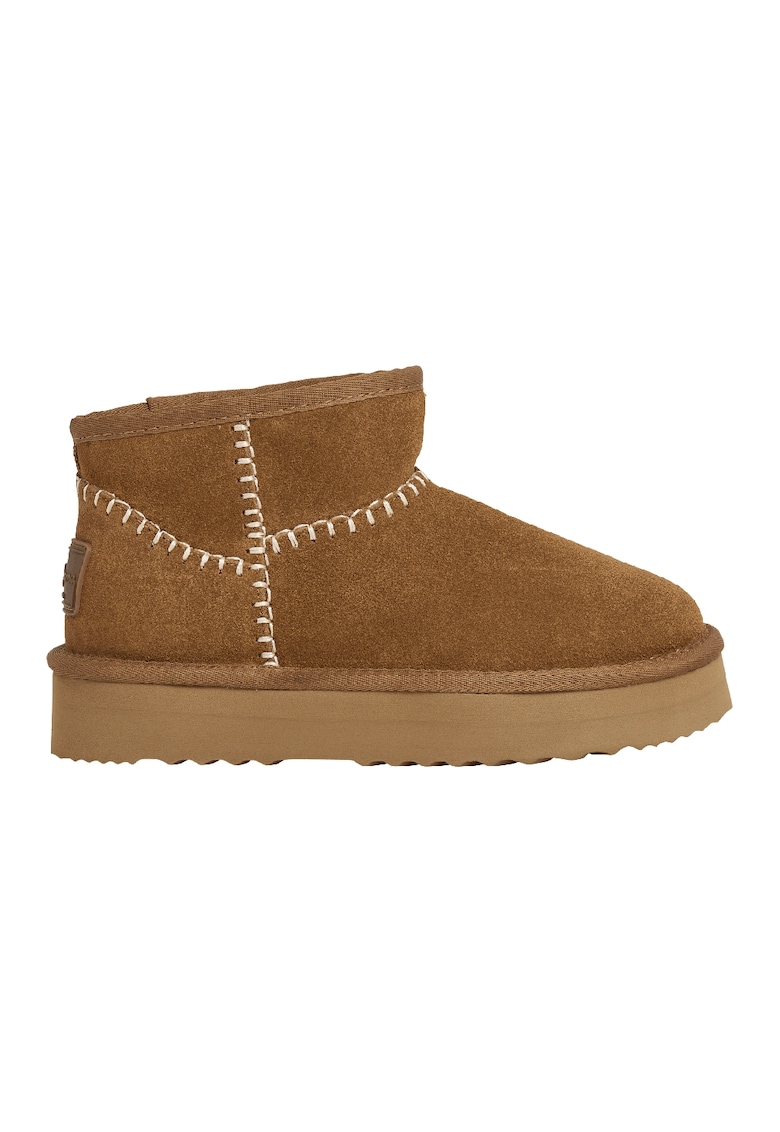 Ghete slip-on din piele intoarsa - Caramel