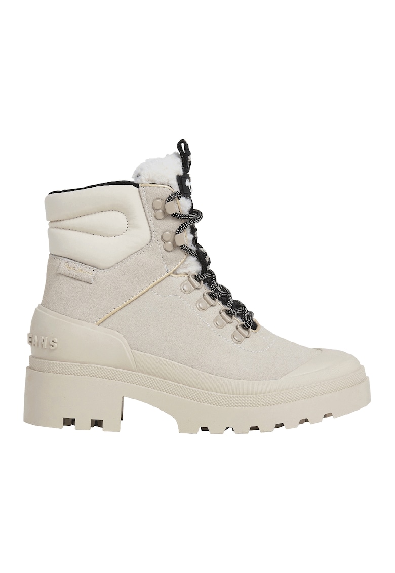 Ghete din piele intoarsa cu toc masiv