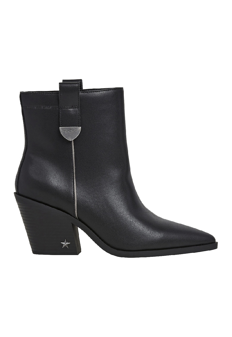 Botine din piele cu varf ascutit