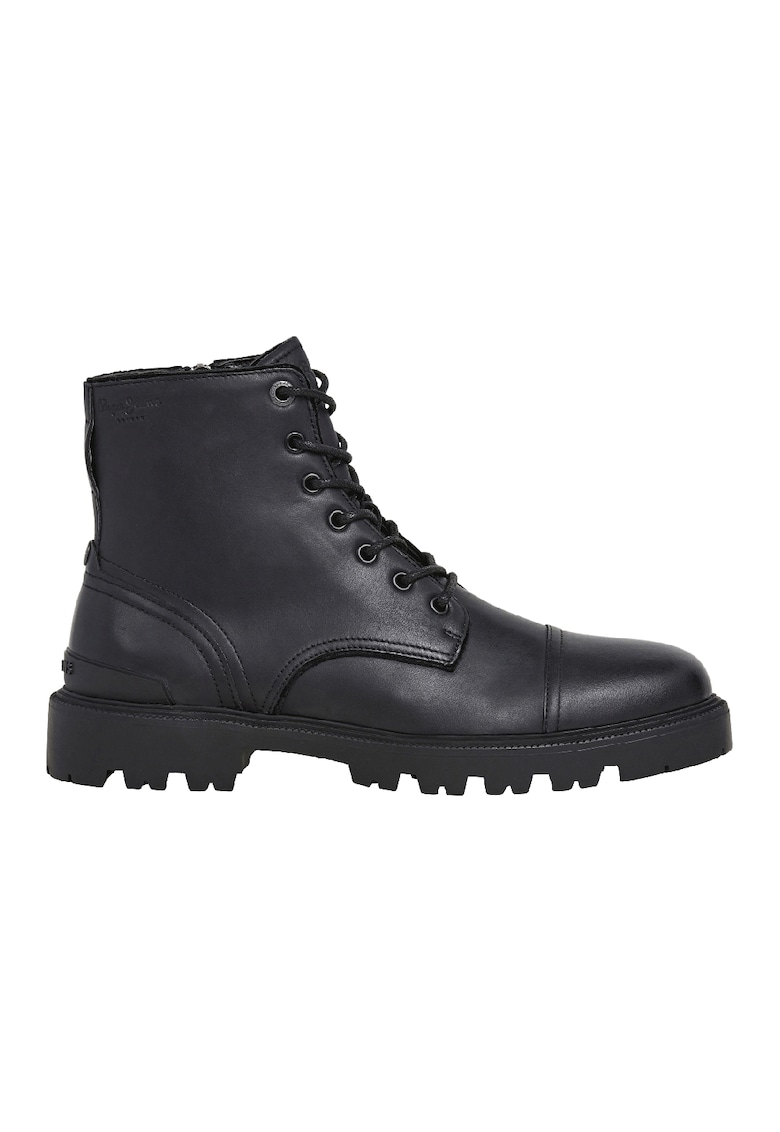 Ghete din piele cu fermoar - Negru