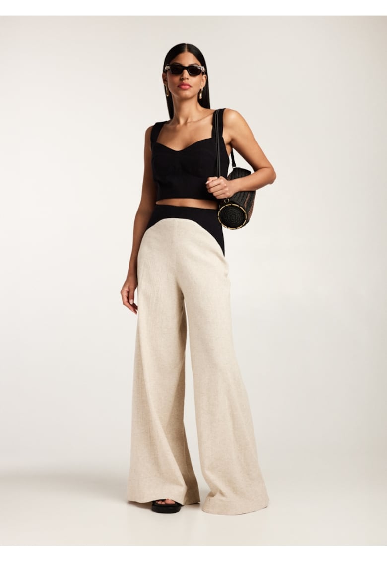 Set de top crop si pantaloni cu croiala ampla Doha