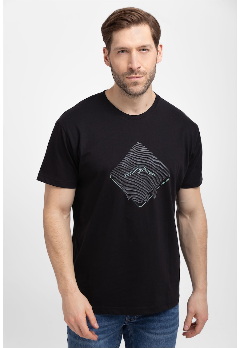 Tricou T-Liquid - confortabil - bumbac - negru - Negru Print